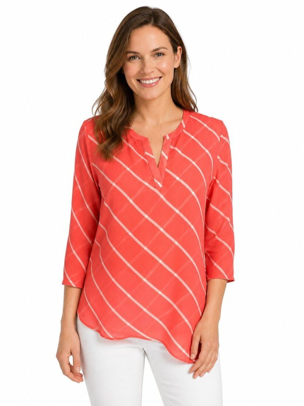 Chico's Pink Chiffon Tunic Top Size 1 (8) LW Flowy